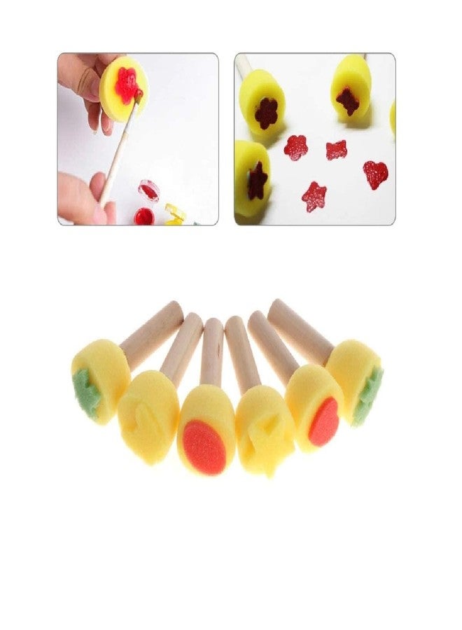 Brille Bee Foam Paint Brushes for Kids, 6 Pieces Flower Shape Sponge Stamps, DIY Art Drawing Tools - Image 4